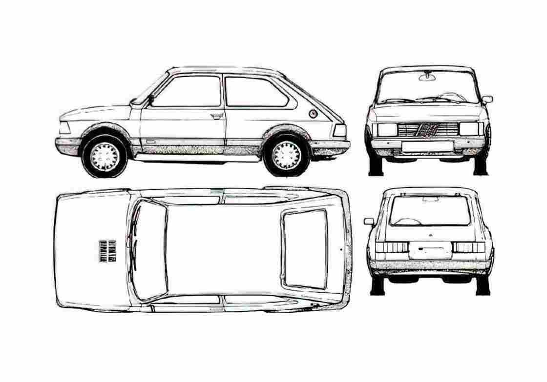 Blueprint Fiat Spazio TR Hatchback 1986 A4 Photo Print