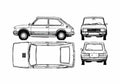 Blueprint Fiat Spazio TRL Hatchback 1989 A4 Photo Print