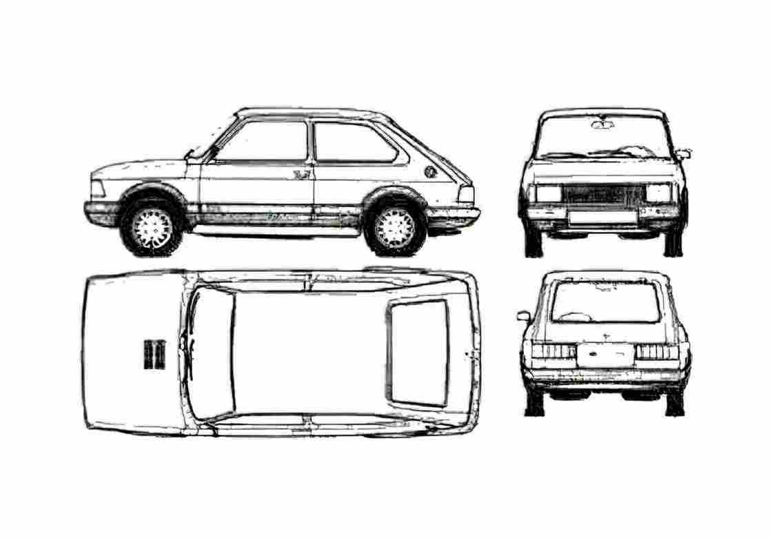 Blueprint Fiat Spazio TRL Hatchback 1989 A4 Photo Print