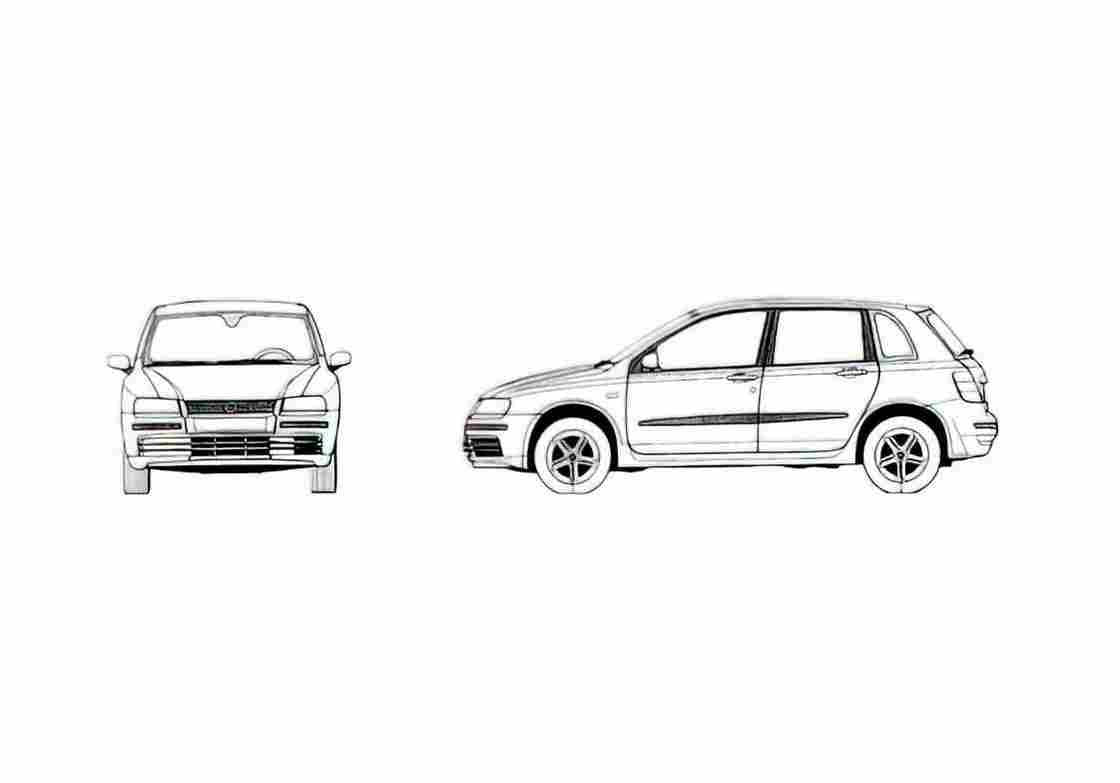 Blueprint Fiat Stilo 5 door Hatchback 2001 A4 Photo Print