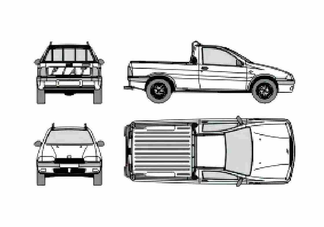 Blueprint Fiat Strada Pick up 2002 A4 Photo Print