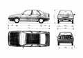 Blueprint Fiat Tempra Sedan 1990 A4 Photo Print