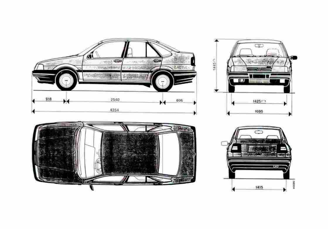 Blueprint Fiat Tempra Sedan 1990 A4 Photo Print