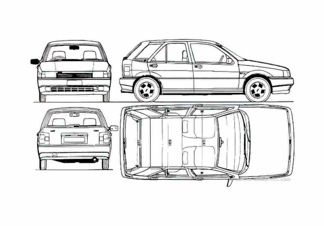Blueprint Fiat Tipo 1.4S Hatchback 1990 A4 Photo Print