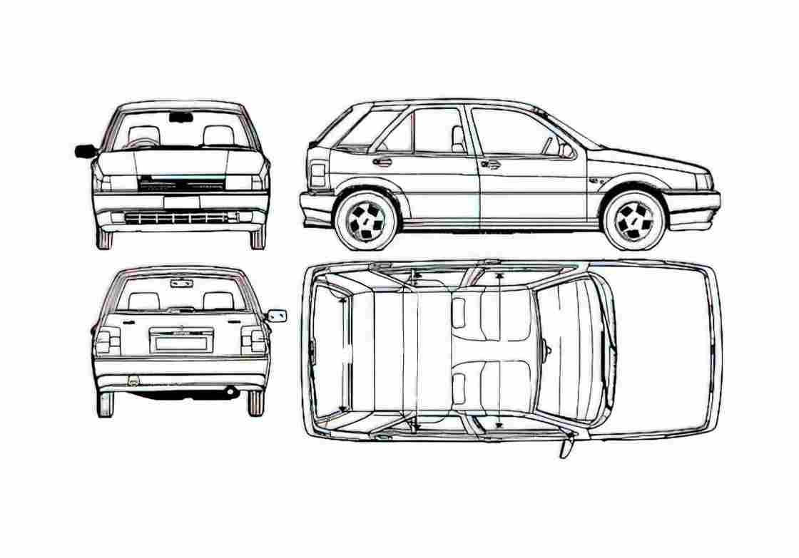 Blueprint Fiat Tipo Hatchback 1988 A4 Photo Print