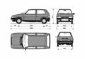 Blueprint Fiat Uno 3 door Hatchback 1992 A4 Photo Print