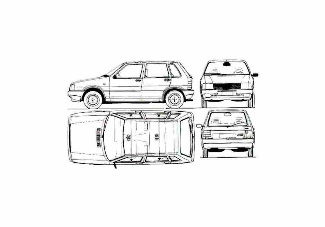 Blueprint Fiat Uno 5 door 70SX Hatchback 1985 01 A4 Photo Print