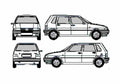 Blueprint Fiat Uno 5 door Hatchback 1992 A4 Photo Print