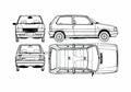 Blueprint Fiat Uno 60 Hatchback 1983 A4 Photo Print