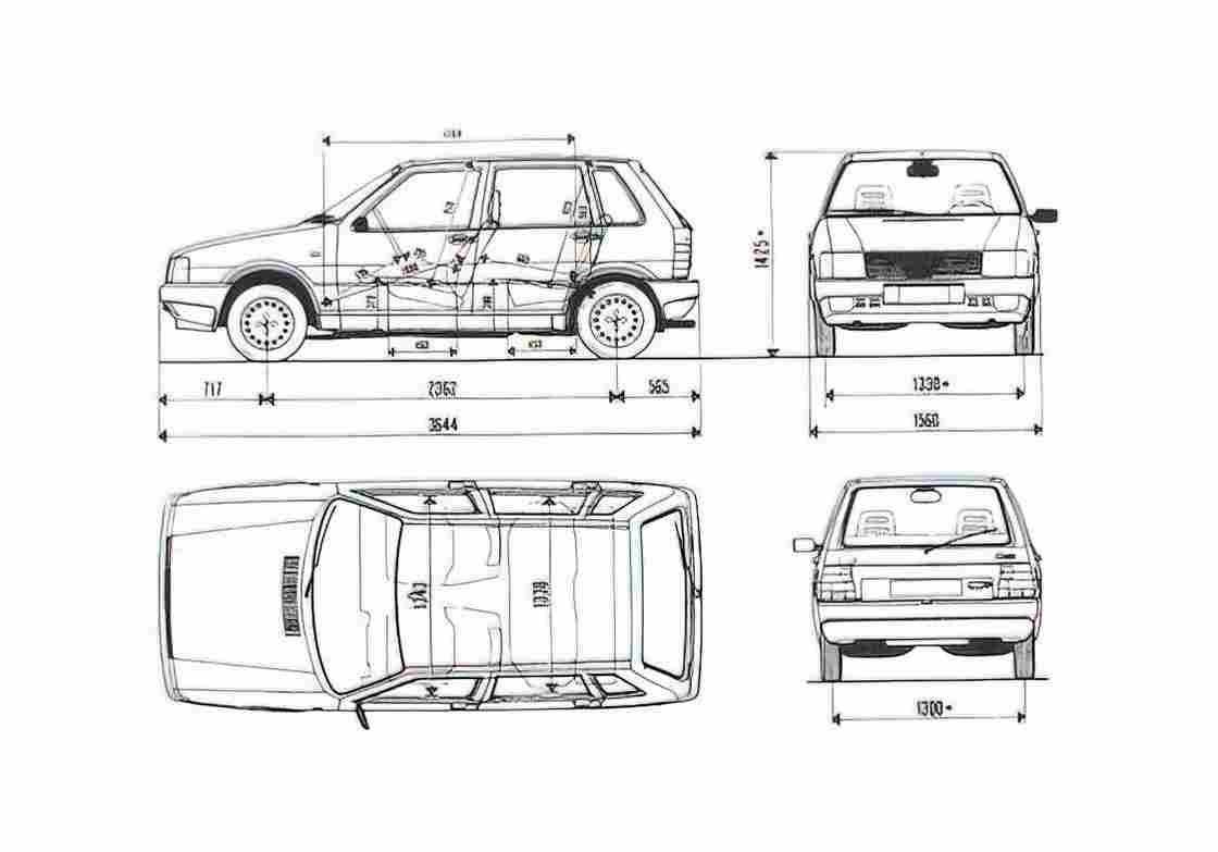 Blueprint Fiat Uno 87 Hatchback 1983 A4 Photo Print