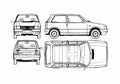 Blueprint Fiat Uno Turbo ie Hatchback 1983 A4 Photo Print