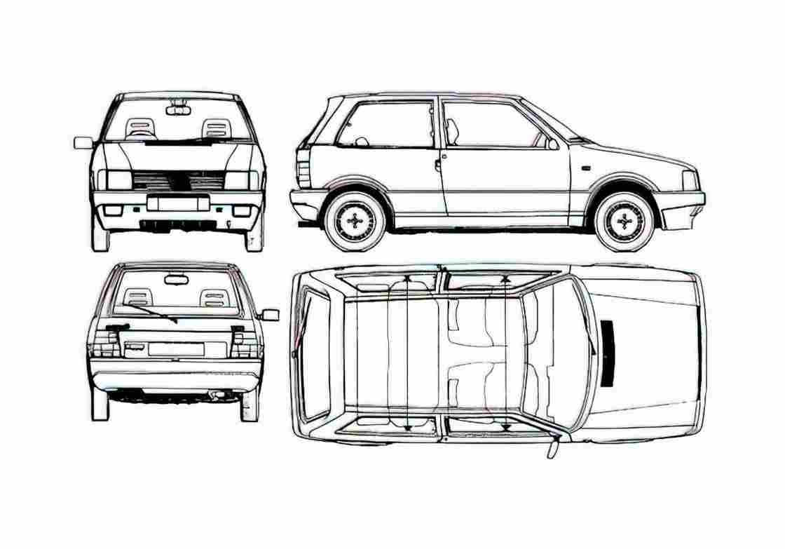 Blueprint Fiat Uno Turbo ie Hatchback 1983 A4 Photo Print