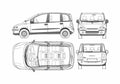 Blueprint Fiat multipla Sedan 2004 A4 Photo Print