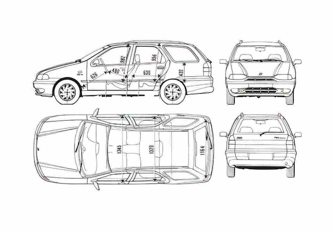 Blueprint Fiat palio Sedan 2000 A4 Photo Print