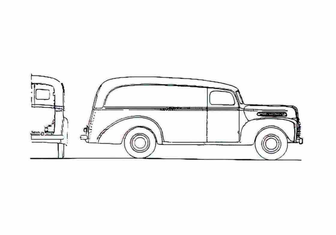 Blueprint Ford 1 ton Panel Van 1946 A4 Photo Print