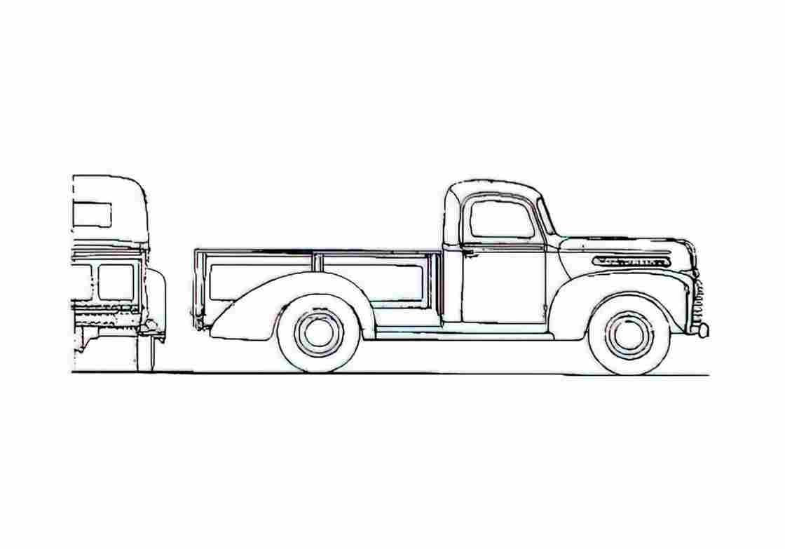 Blueprint Ford 1 ton Pick up 1946 A4 Photo Print