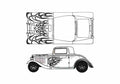 Blueprint Ford 3 Window Coupe 1933 A4 Photo Print