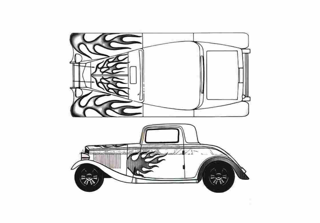 Blueprint Ford 3 Window Coupe 1933 A4 Photo Print