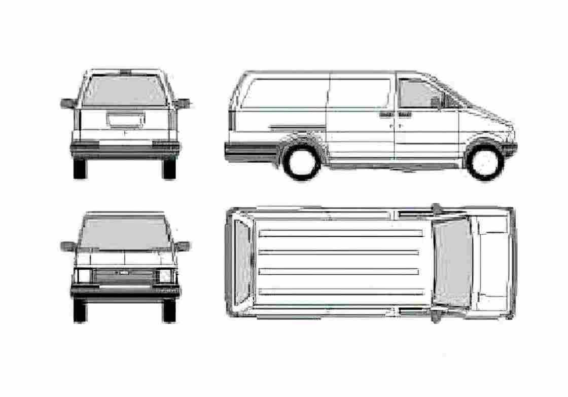 Blueprint Ford Aerostar LWB Van 1991 A4 Photo Print