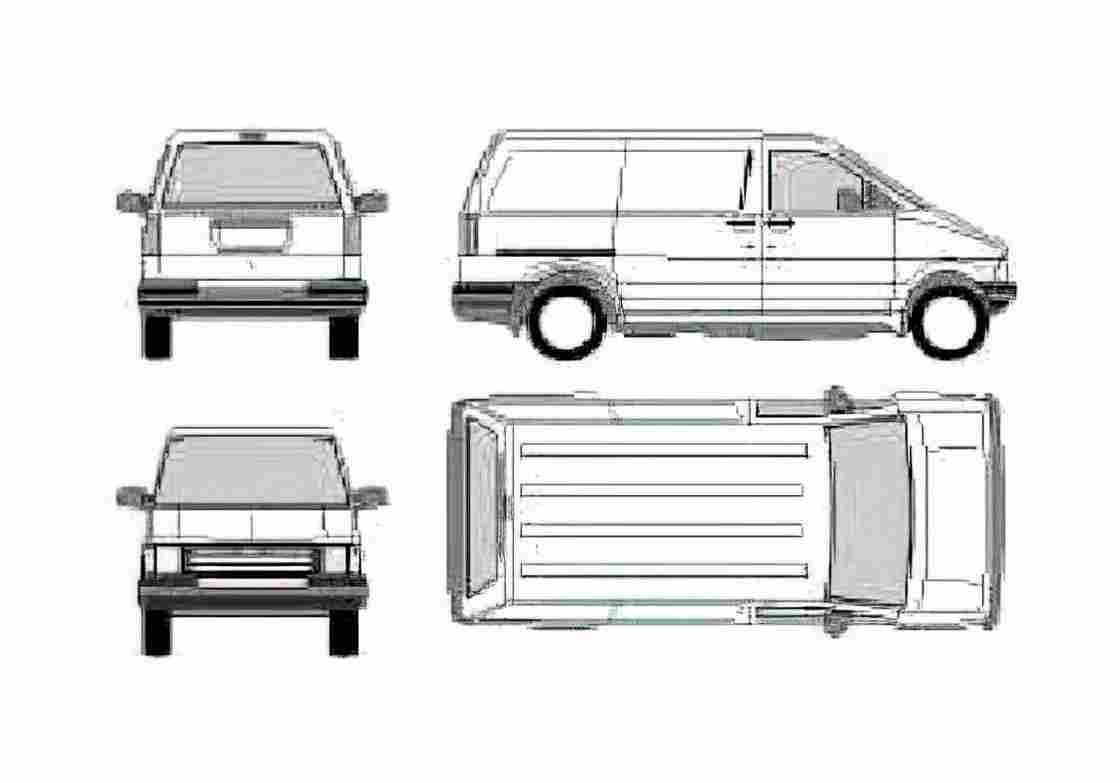 Blueprint Ford Aerostar SWB Van 1998 A4 Photo Print