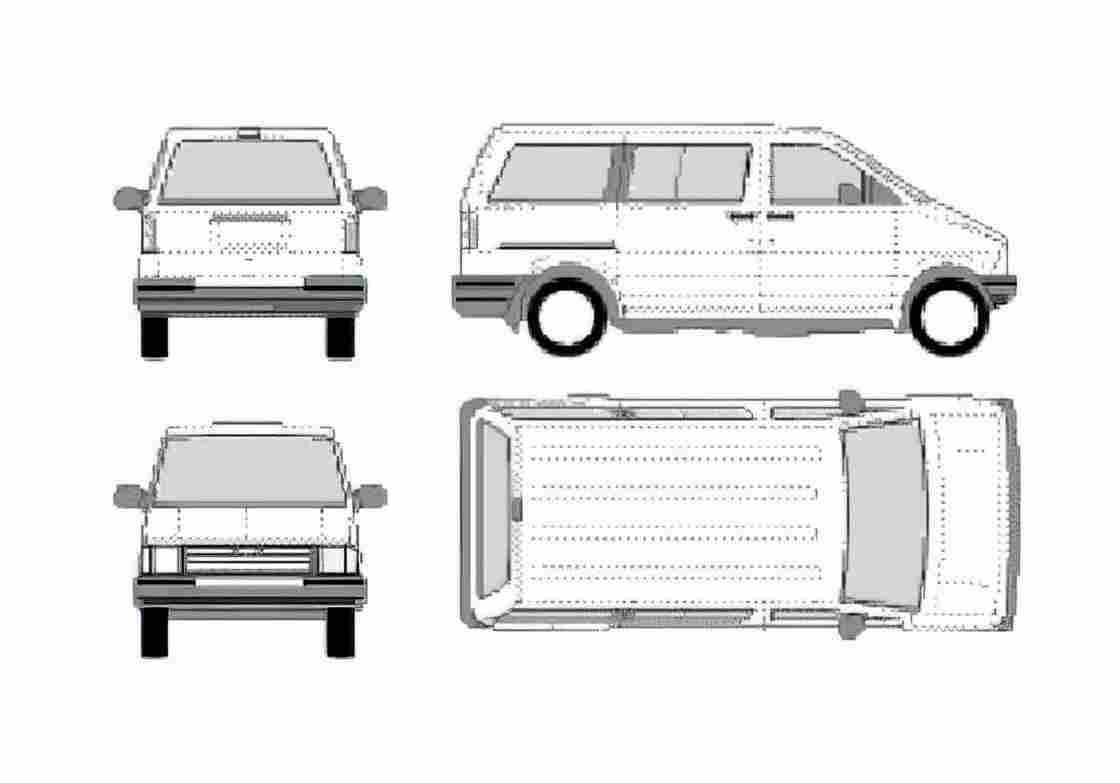 Blueprint Ford Aerostar Wagon SWB Bus 1991 A4 Photo Print