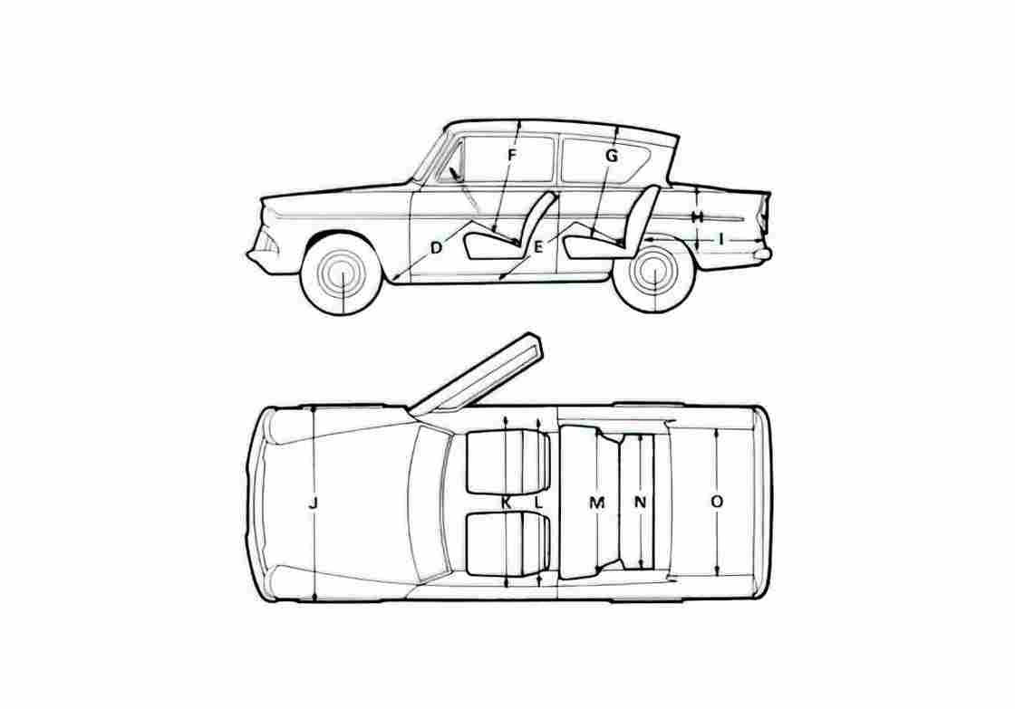 Blueprint Ford Anglia 105E Saloon Sedan 1967 A4 Photo Print