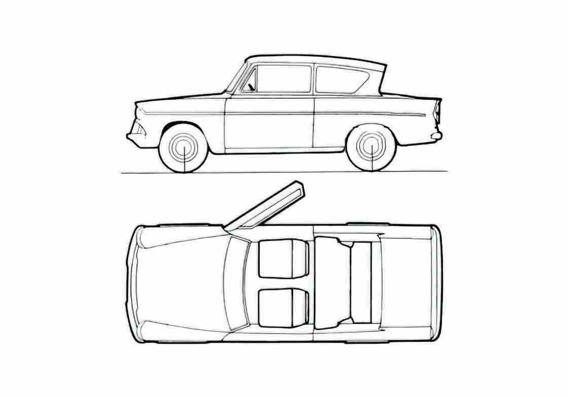 Blueprint Ford Anglia 105E Sedan 1961 A4 Photo Print