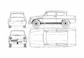 Blueprint Ford Anglia 105E Sport Sedan 1967 A4 Photo Print