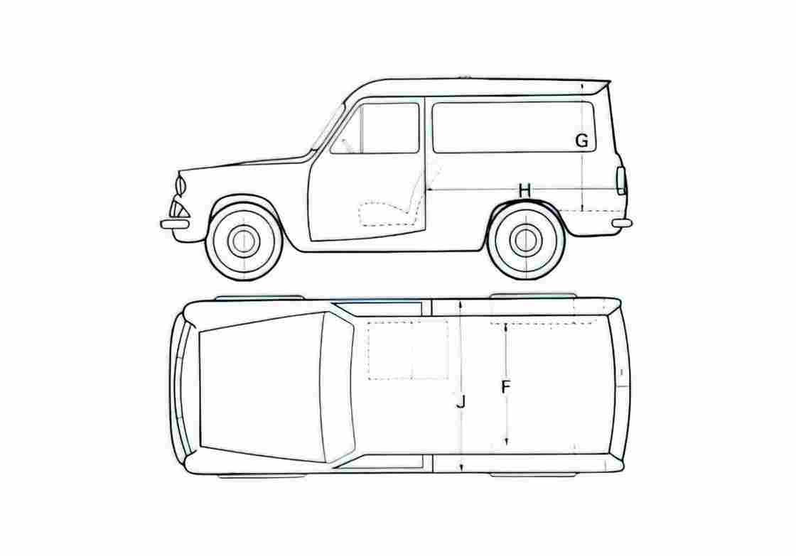 Blueprint Ford Anglia 307E Van 1967 A4 Photo Print
