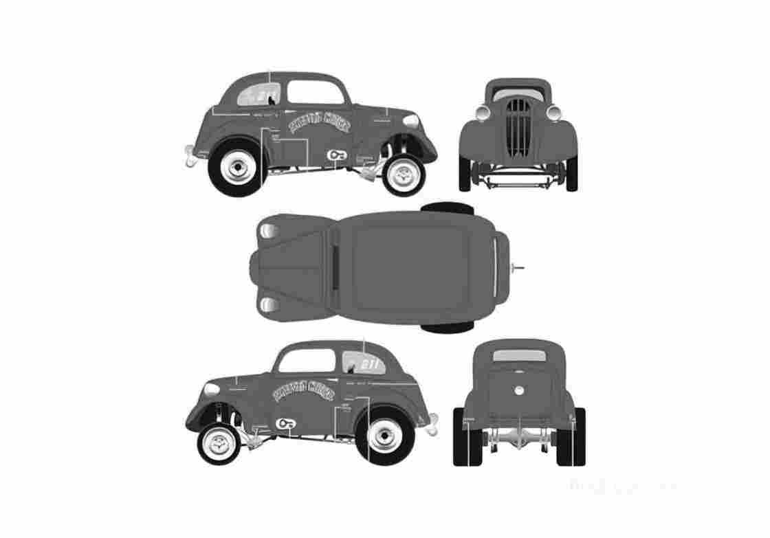 Blueprint Ford Anglia Drag Sedan 1951 A4 Photo Print