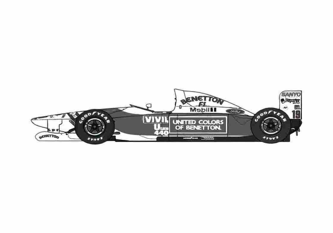 Blueprint Ford Benneton B192 OW 1992 A4 Photo Print