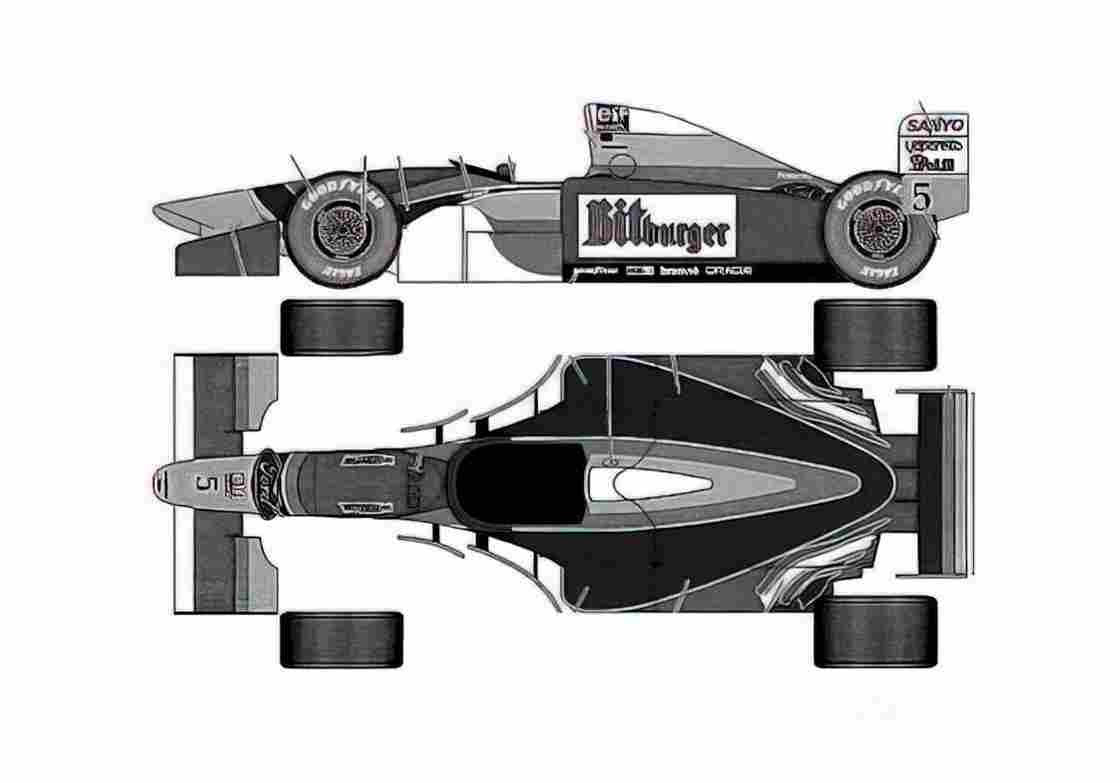Blueprint Ford Benneton B194 F1 OW 1994 A4 Photo Print