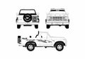 Blueprint Ford Bronco Pick up 1980 A4 Photo Print