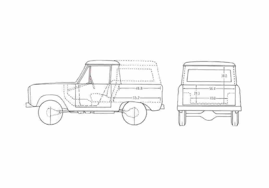 Blueprint Ford Bronco SUV 1966 A4 Photo Print