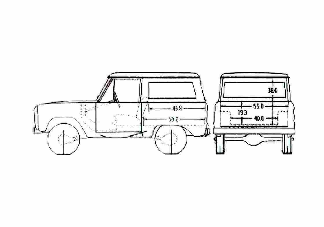 Blueprint Ford Bronco SUV 1974 A4 Photo Print