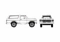 Blueprint Ford Bronco SUV 1979 A4 Photo Print