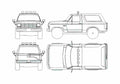 Blueprint Ford Bronco SUV 1985 A4 Photo Print