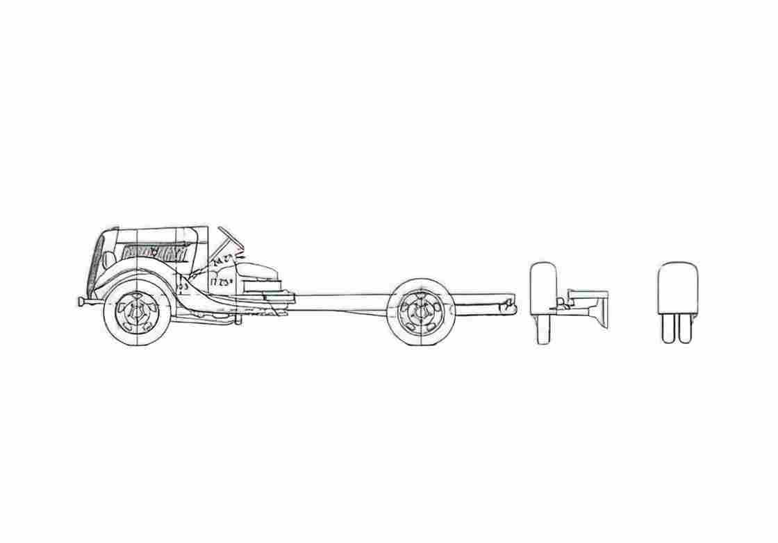 Blueprint Ford Cab Chassis Truck 1937 A4 Photo Print
