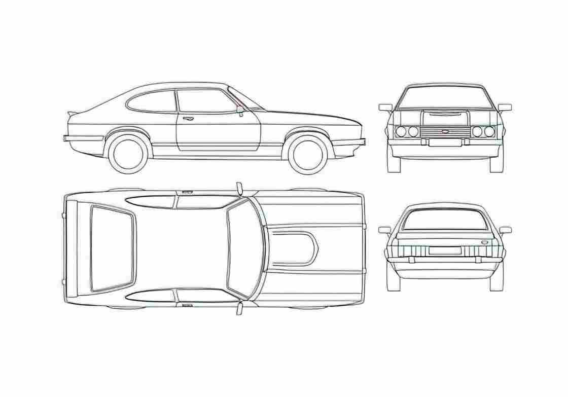 Blueprint Ford Capri Mk III Coupe 1977 A4 Photo Print