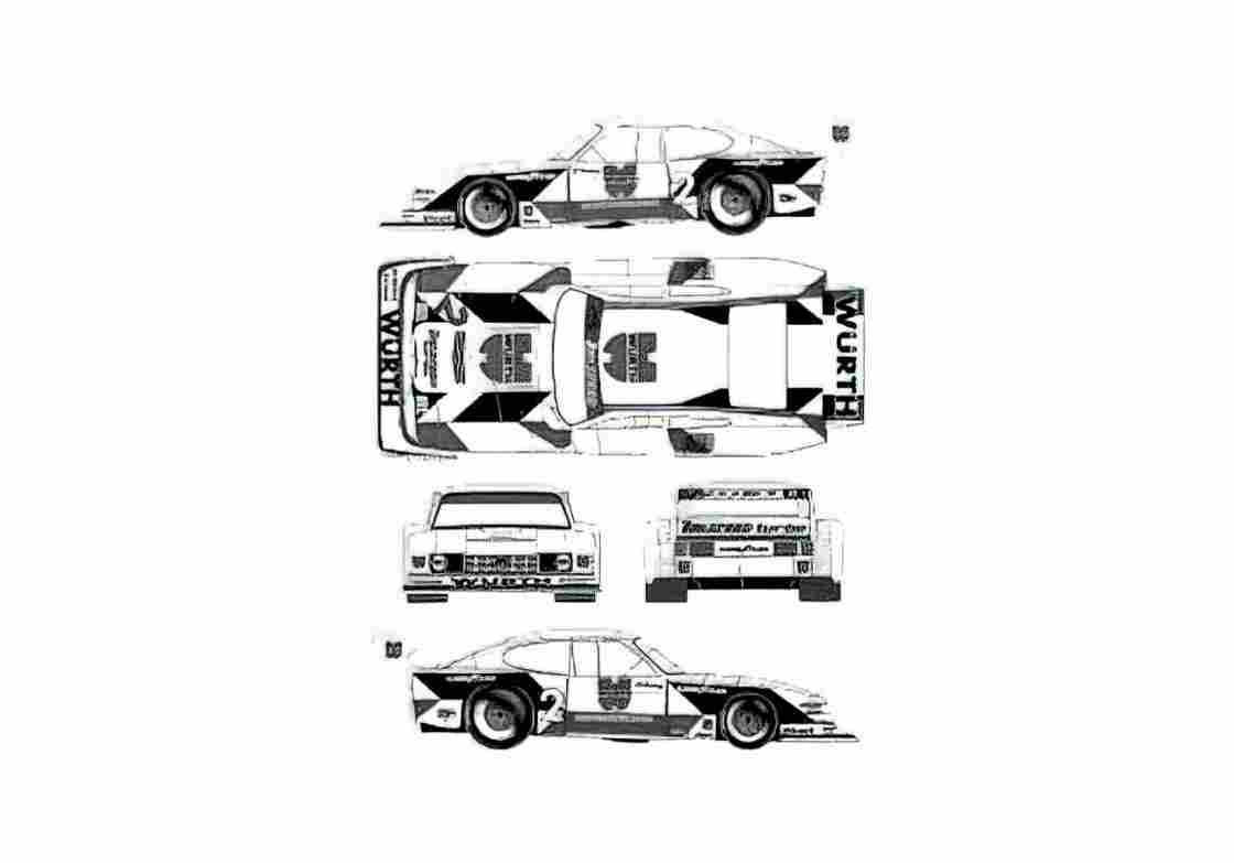 Blueprint Ford Capri RS Turbo Wurth DRM Coupe 1982 A4 Photo Print
