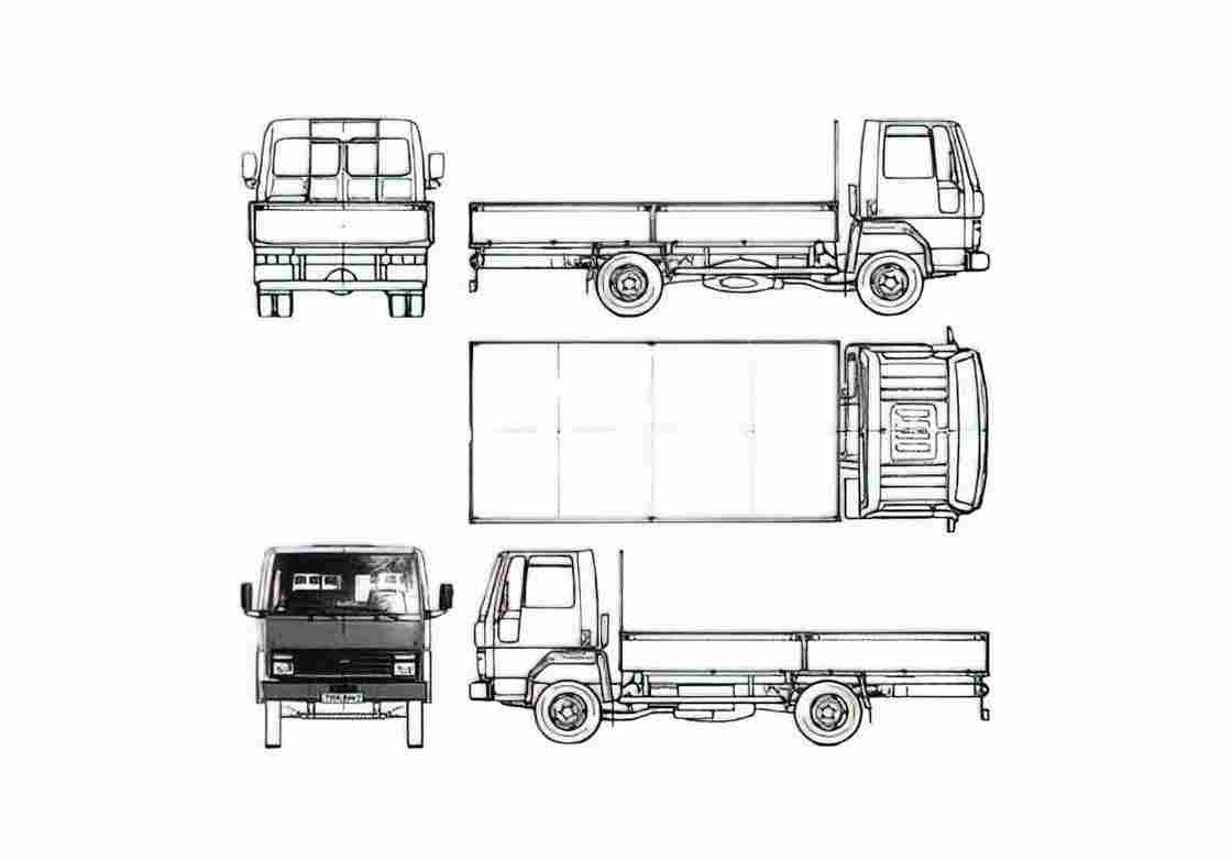 Blueprint Ford Cargo 0609 Truck 1986 A4 Photo Print
