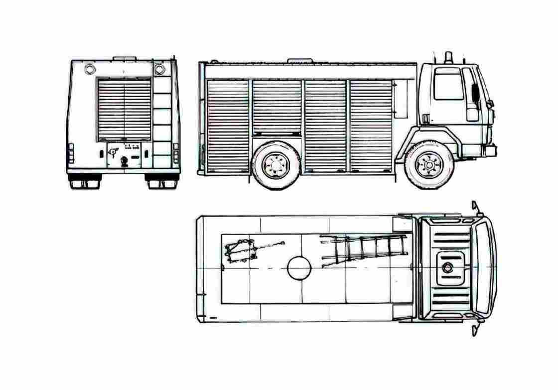Blueprint Ford Cargo 1011 Fire Truck 1982 A4 Photo Print