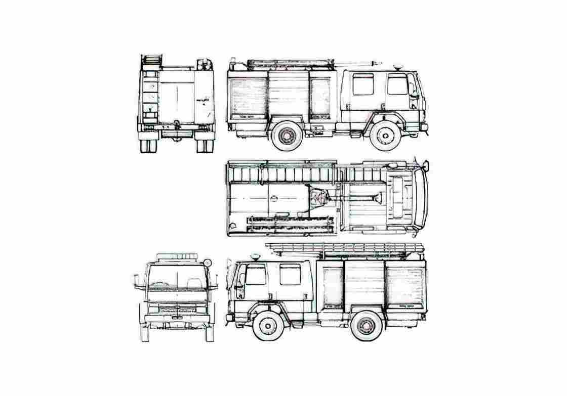 Blueprint Ford Cargo 1117 Fire Truck 1985 A4 Photo Print
