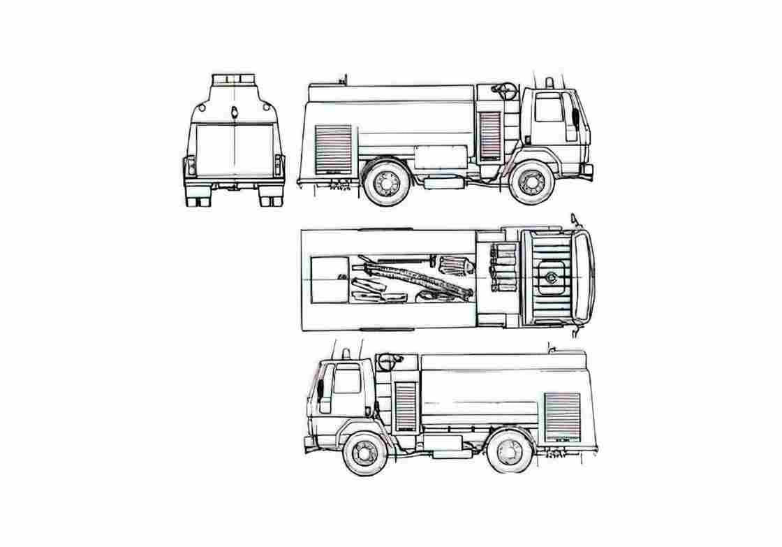 Blueprint Ford Cargo 1313 Fire Truck 1985 A4 Photo Print