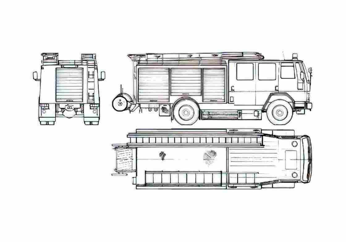 Blueprint Ford Cargo 1520 Fire Truck 1986 A4 Photo Print