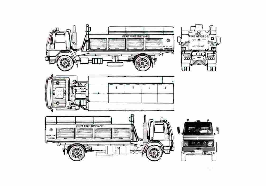 Blueprint Ford Cargo 1617 Fire Truck 1986 A4 Photo Print