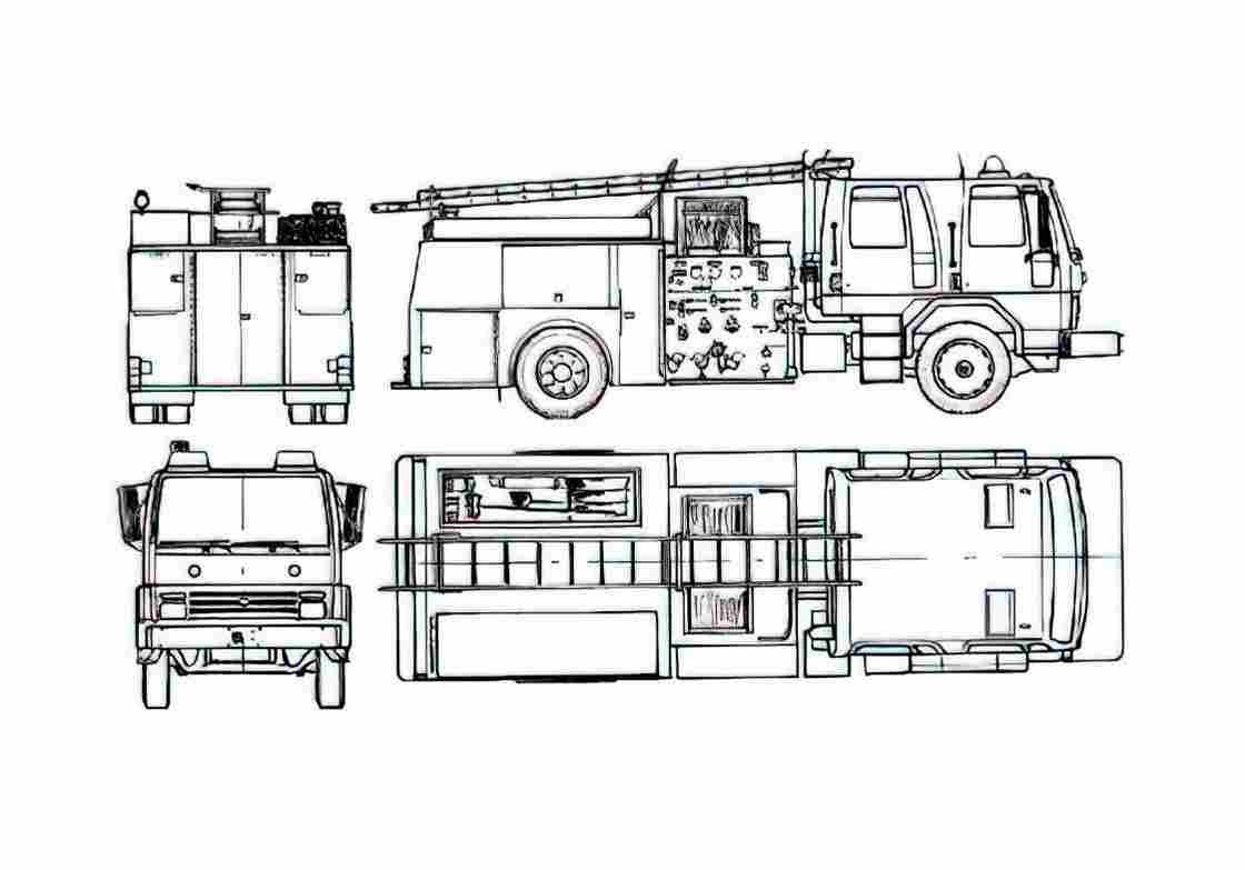 Blueprint Ford Cargo 1618 Fire Truck 1985 A4 Photo Print