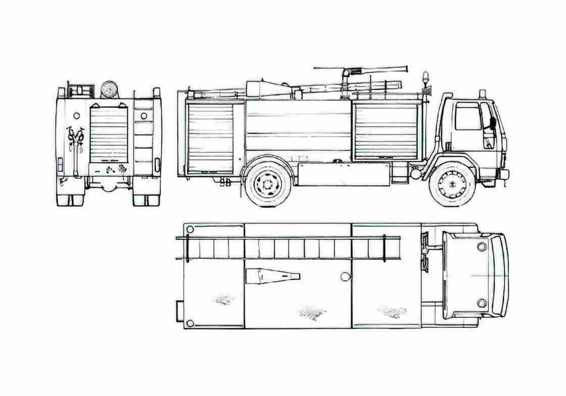 Blueprint Ford Cargo 1620 Fire Truck 1985 A4 Photo Print