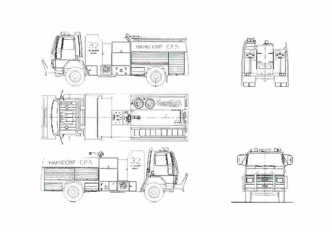 Blueprint Ford Cargo 1621 Fire Truck 1986 A4 Photo Print