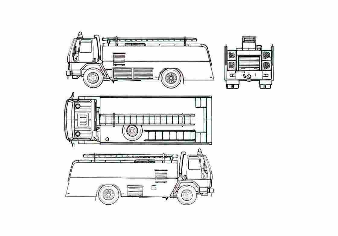 Blueprint Ford Cargo 1680 Fire Truck 1980 A4 Photo Print
